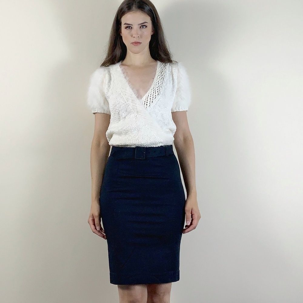 Prada black pencil skirt with belt, XS 38.